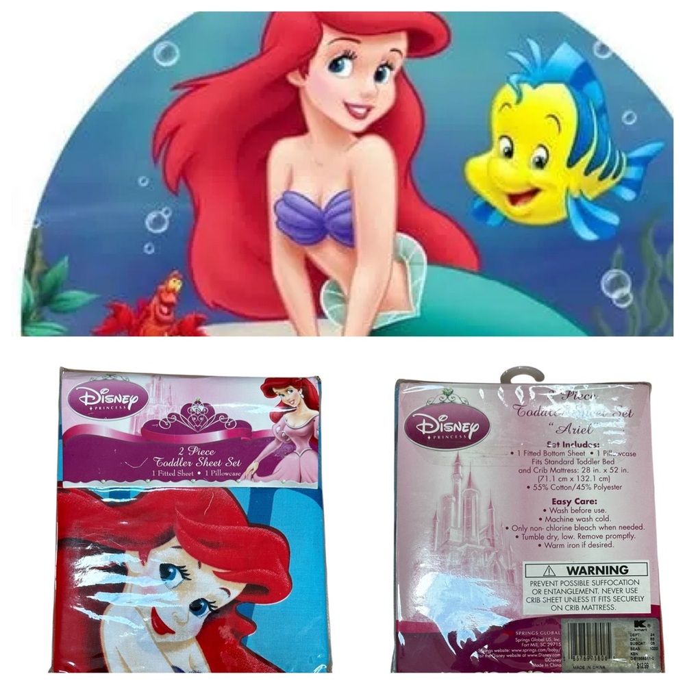 Disney Princess Ariel Toddler Bedding Set - Red and White